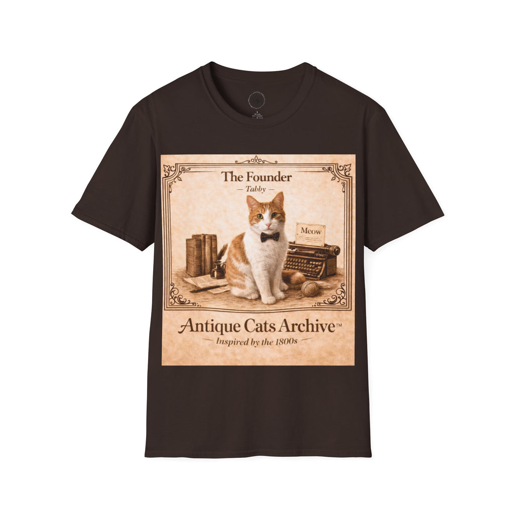 Antique Cats Archive™ Entry No. ACA-001-FND “The Founder” Tabby Cat T-Shirt – Vintage 1800s Engraving Style