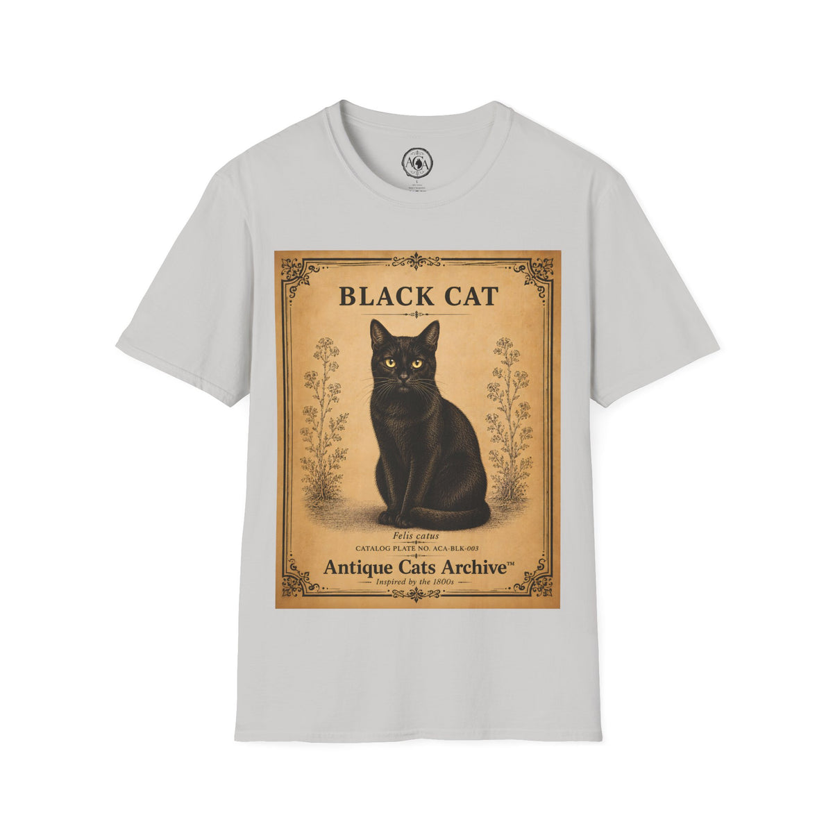 Black Cat T-Shirt | Vintage Cat Illustration | Antique Cats Archive™