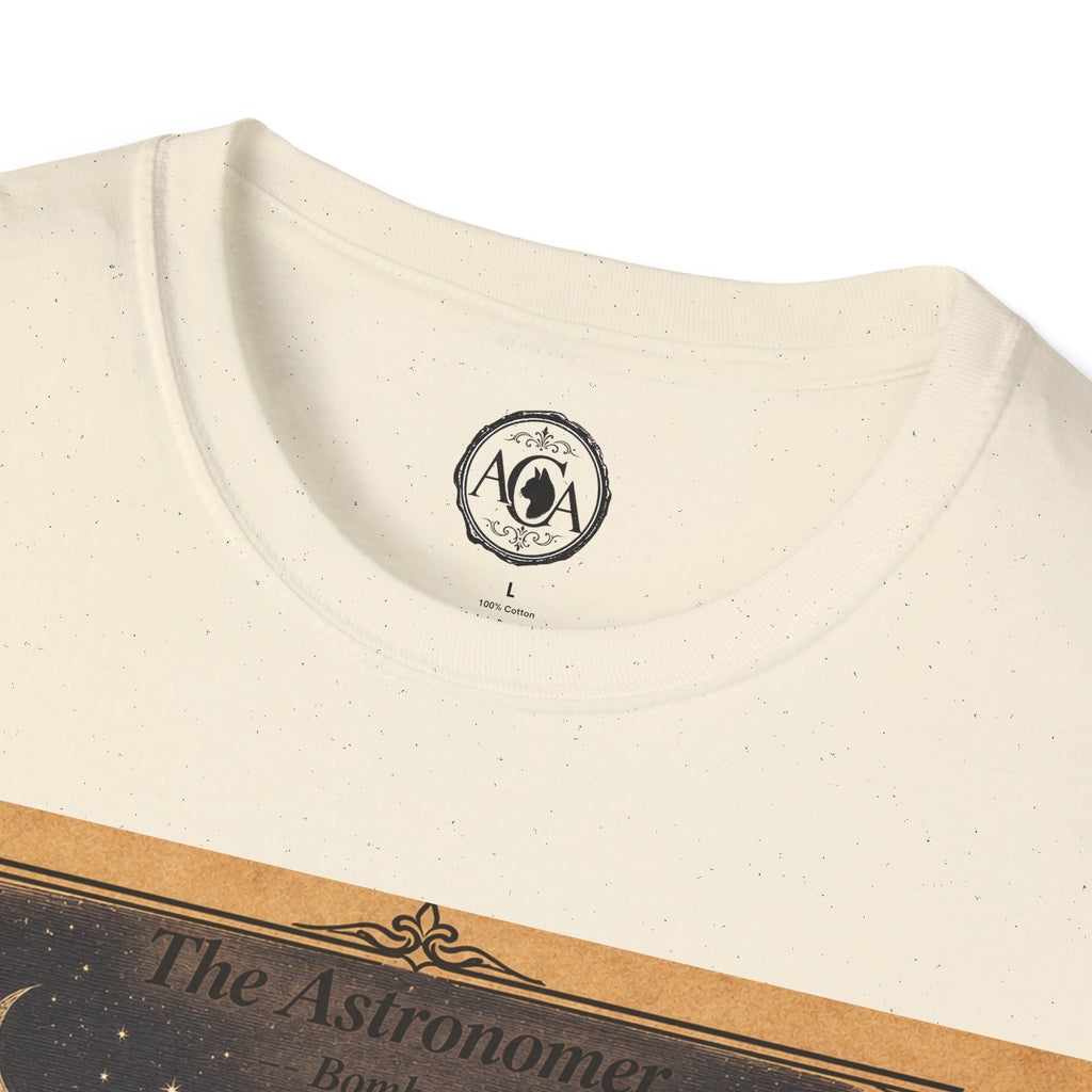 Antique Cats Archive™ Entry No. ACA-004-AST “The Astronomer” Bombay Cat T-Shirt – Vintage 1800s Engraving Style