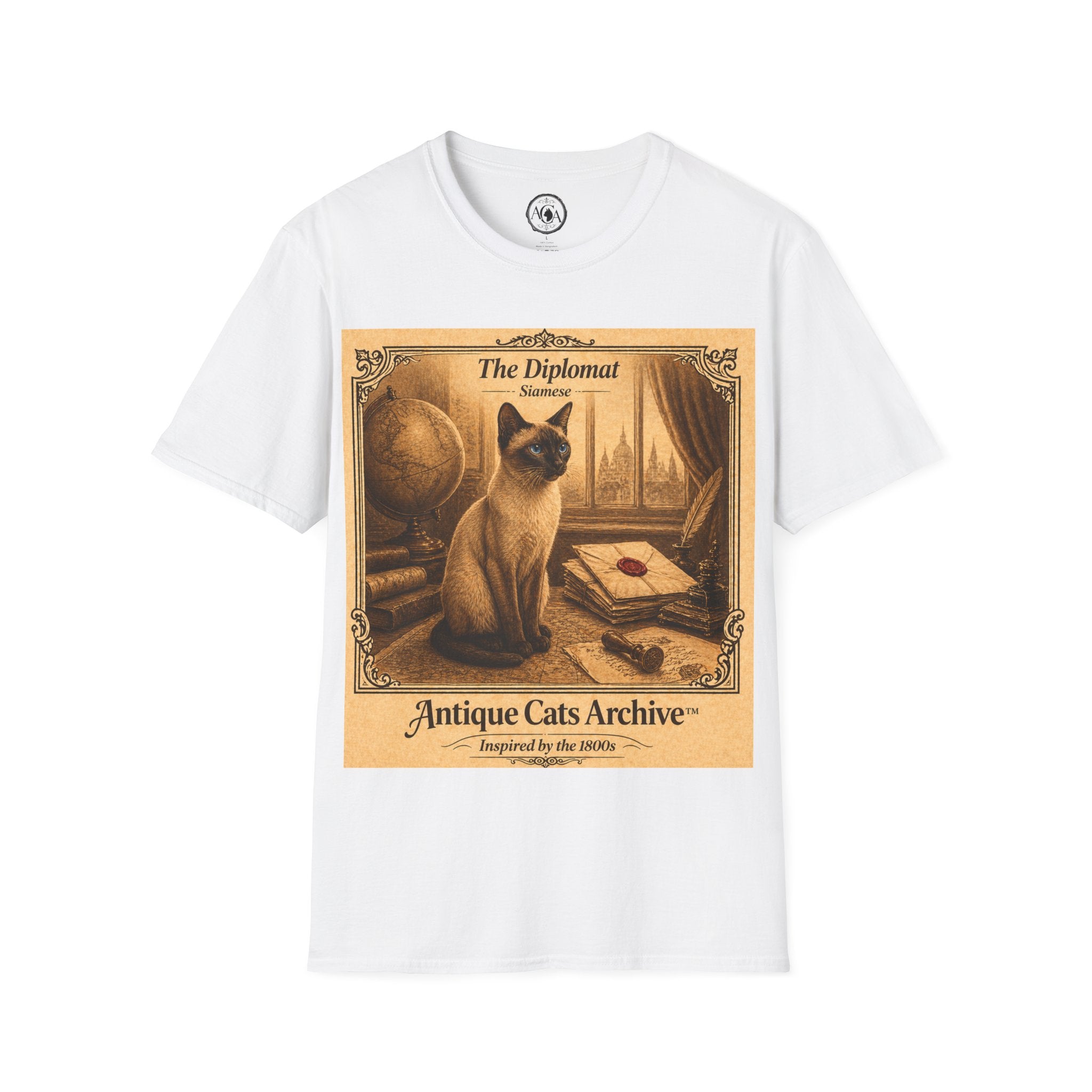 Antique Cats Archive™ Entry No. ACA-012-FND “The Diplomat” Tabby Cat T-Shirt – Vintage 1800s Engraving Style