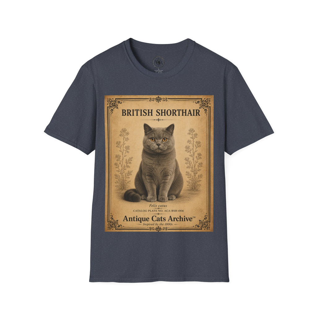 British Shorthair Cat T-Shirt | Vintage Cat Illustration | Antique Cats Archive™