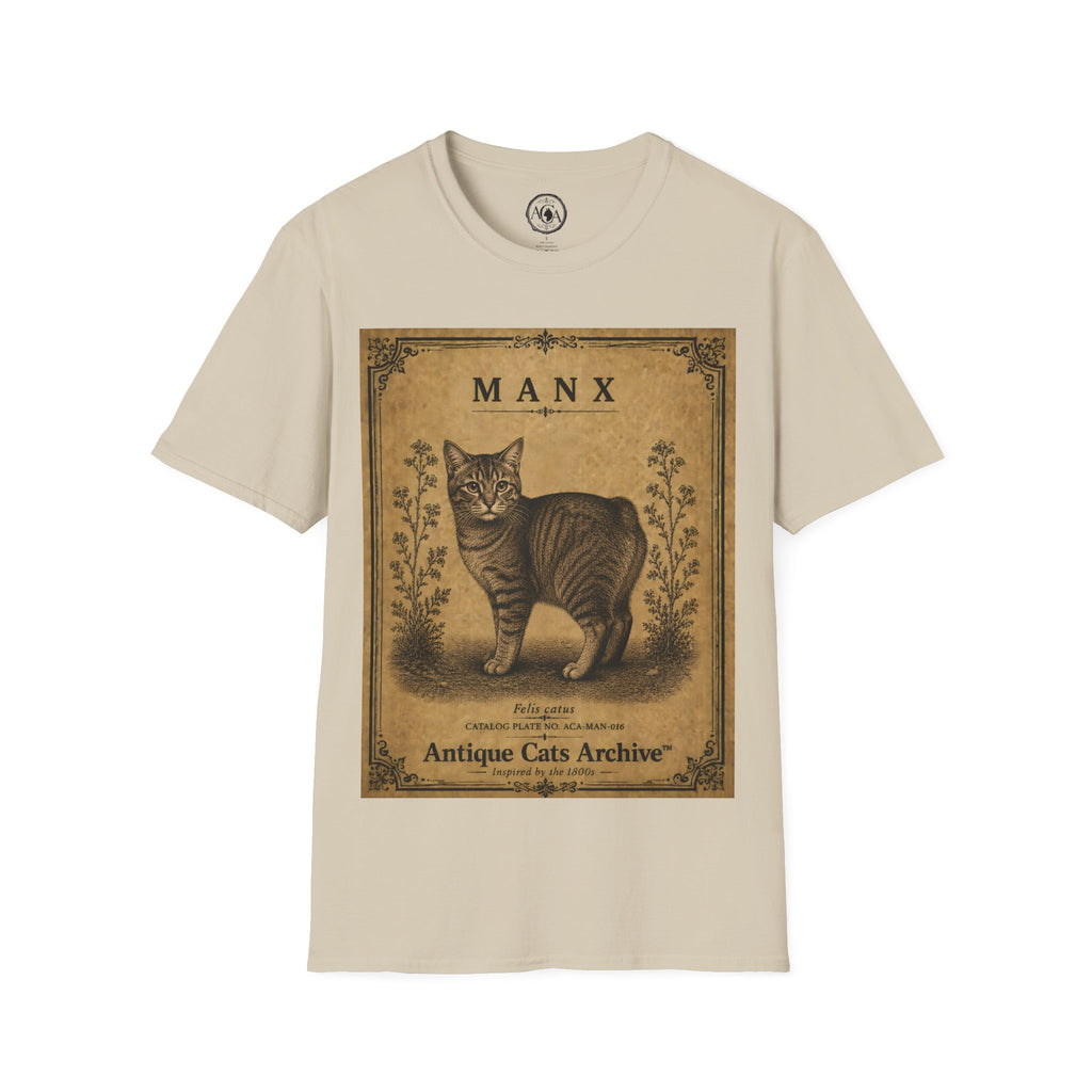 Manx Cat T-Shirt | Vintage Cat Illustration | Antique Cats Archive™