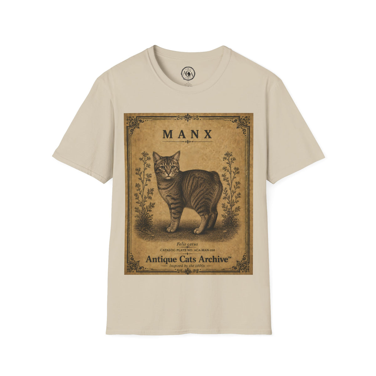 Manx Cat T-Shirt | Vintage Cat Illustration | Antique Cats Archive™