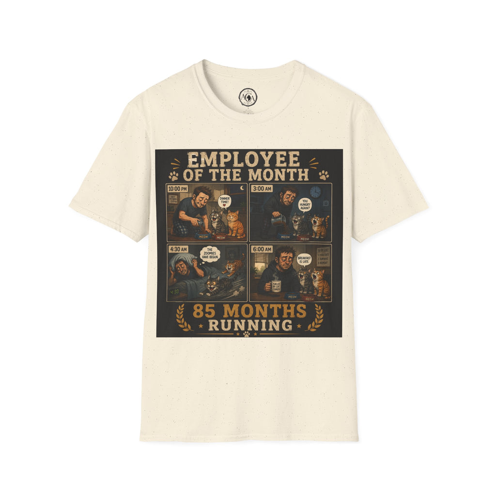 Funny Cat Owner Shirt, Employee of the Month 85 Months Running, Cat Lover Gift, Cat Dad Humor Tee, Cat Parent Shirt