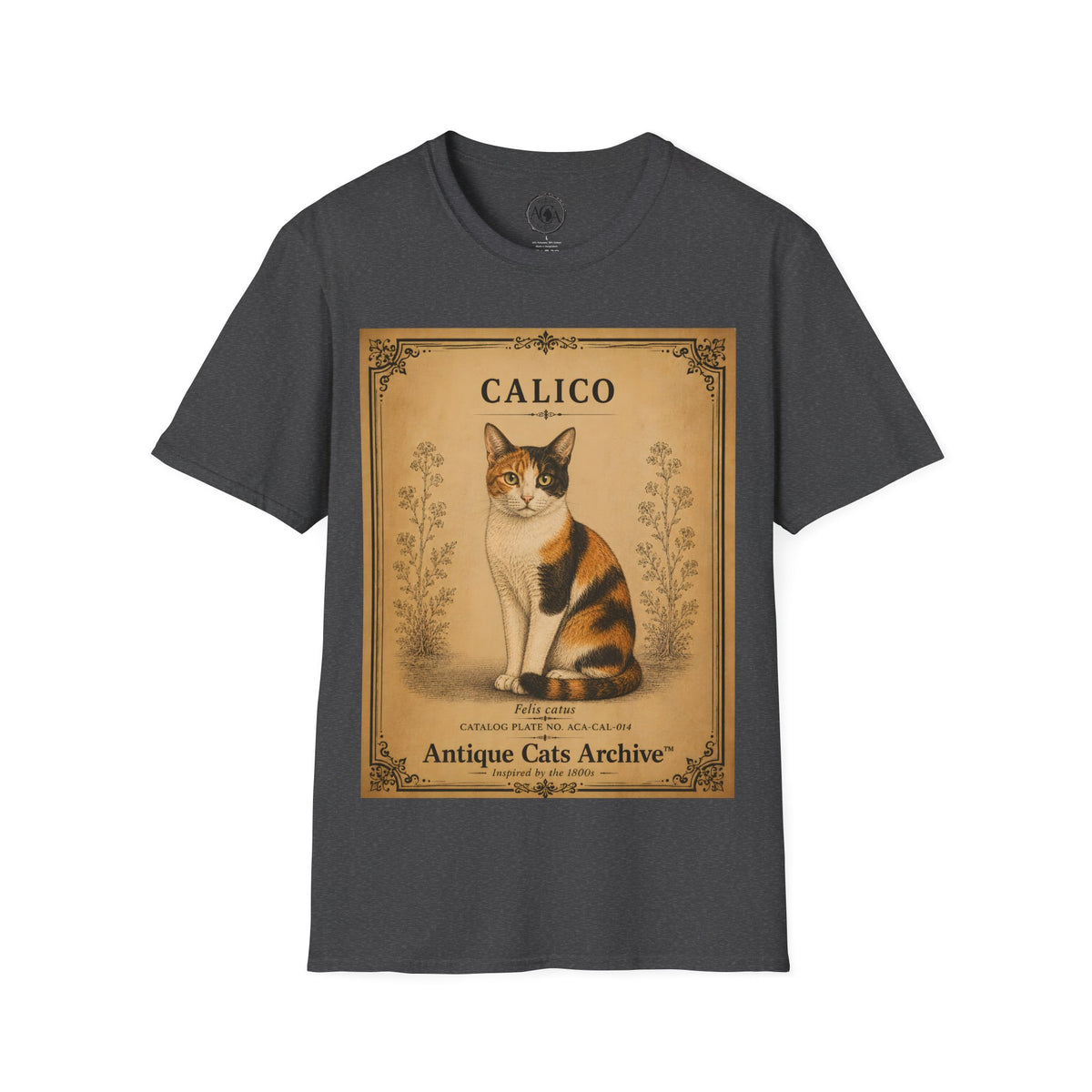 Calico Cat T-Shirt | Vintage Cat Illustration | Antique Cats Archive™