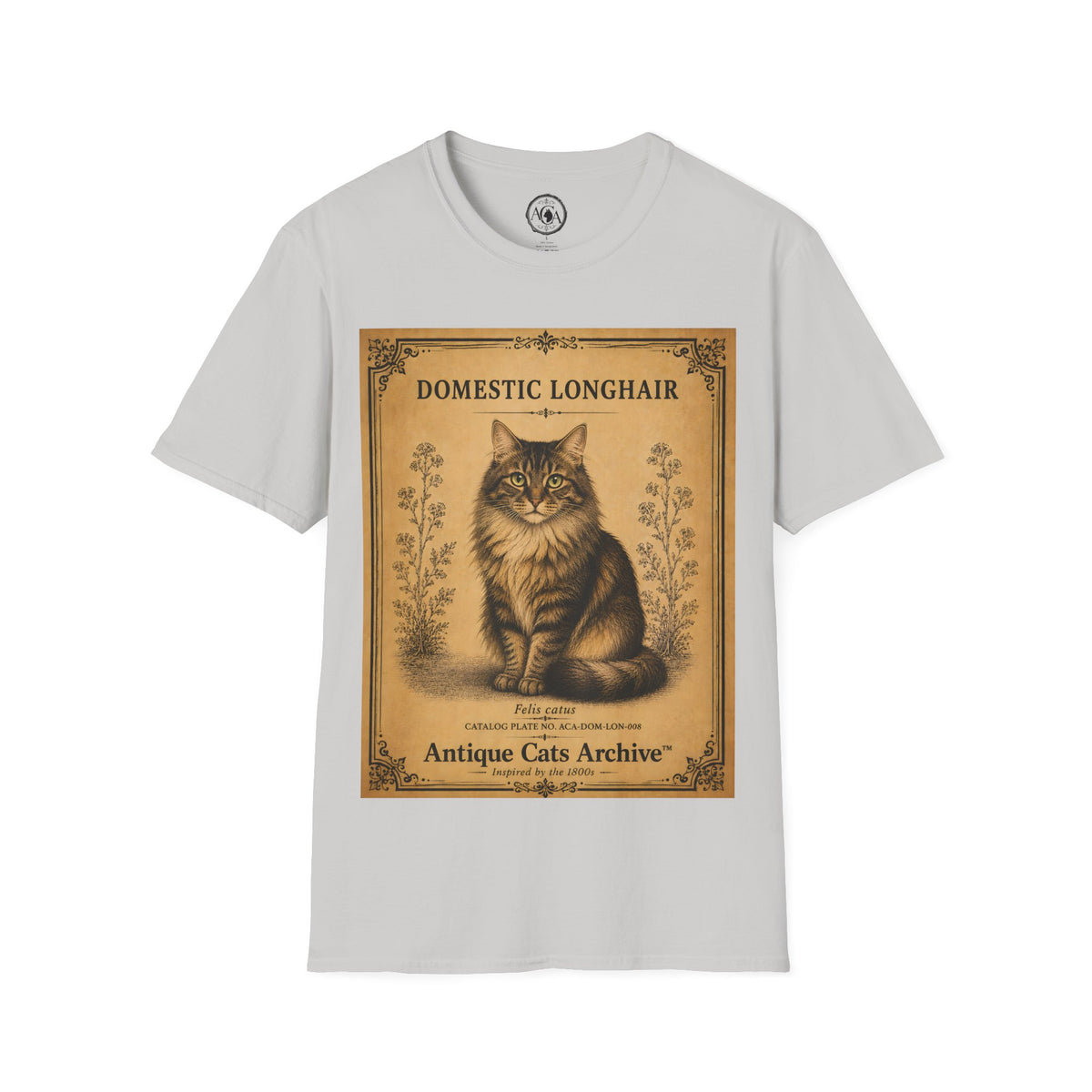 Domestic Longhair Cat T-Shirt | Vintage Cat Illustration | Antique Cats Archive™