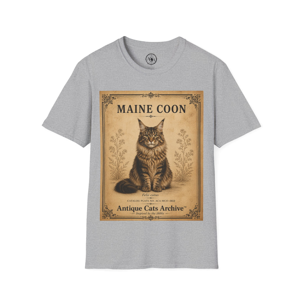 Maine Coon Cat T-Shirt | Vintage Cat Illustration | Antique Cats Archive™