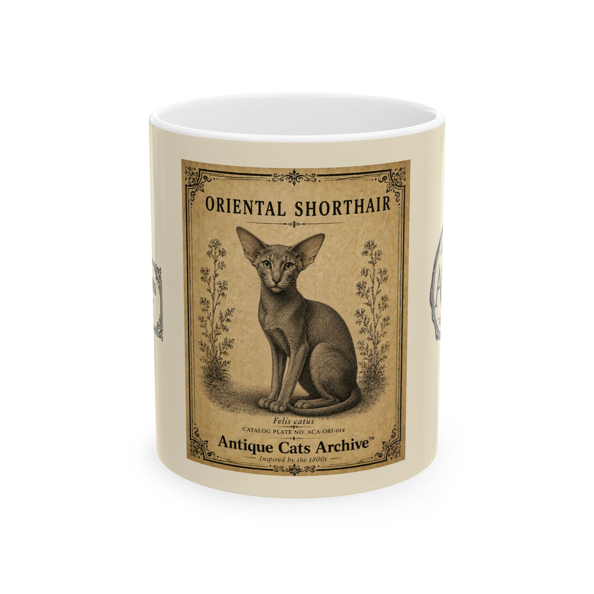Vintage Oriental Shorthair Cat Ceramic Mug – Antique Cats Archive Tea & Coffee Cup (11oz)