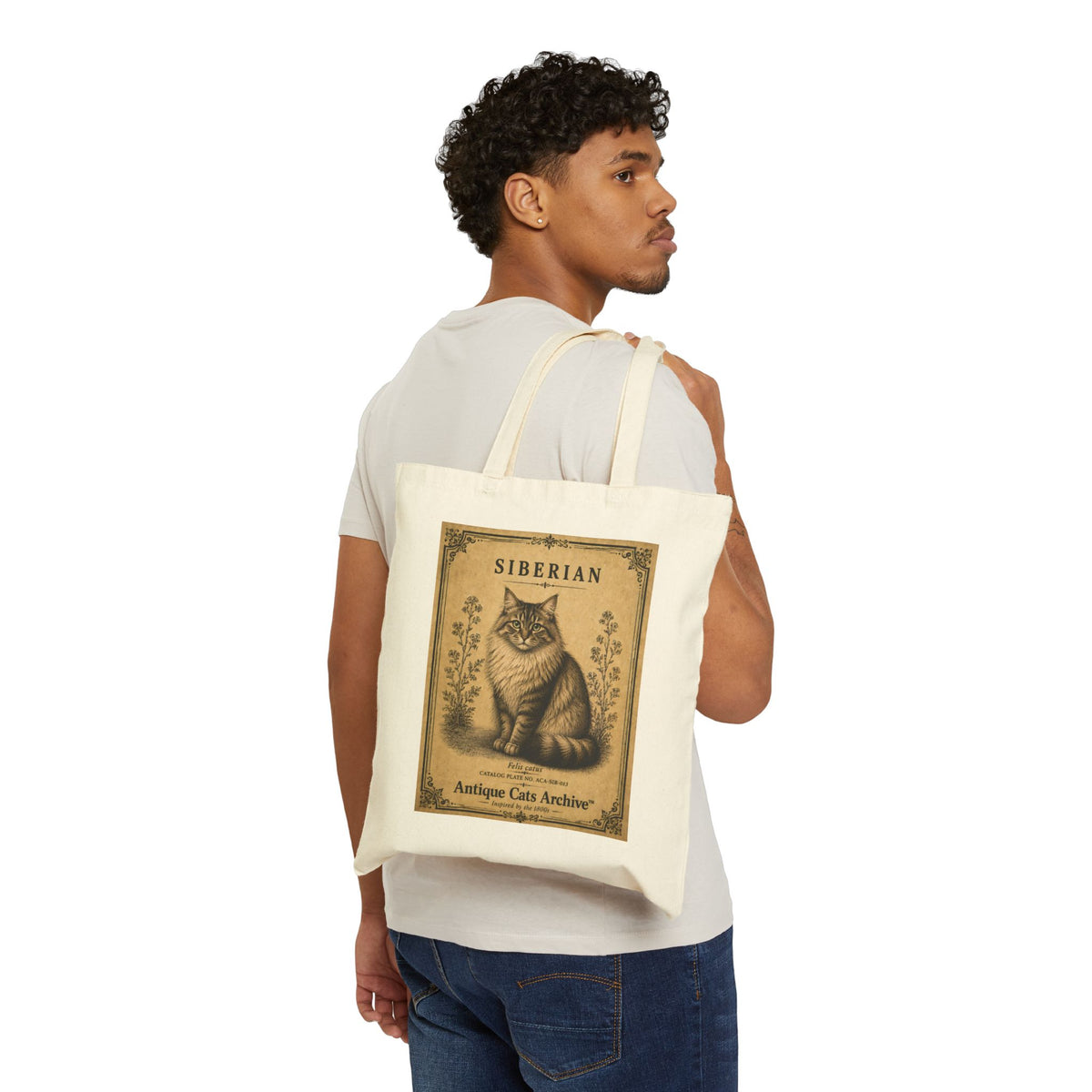 Siberian Vintage Cat Poster Tote Bag | Antique Cats Archive