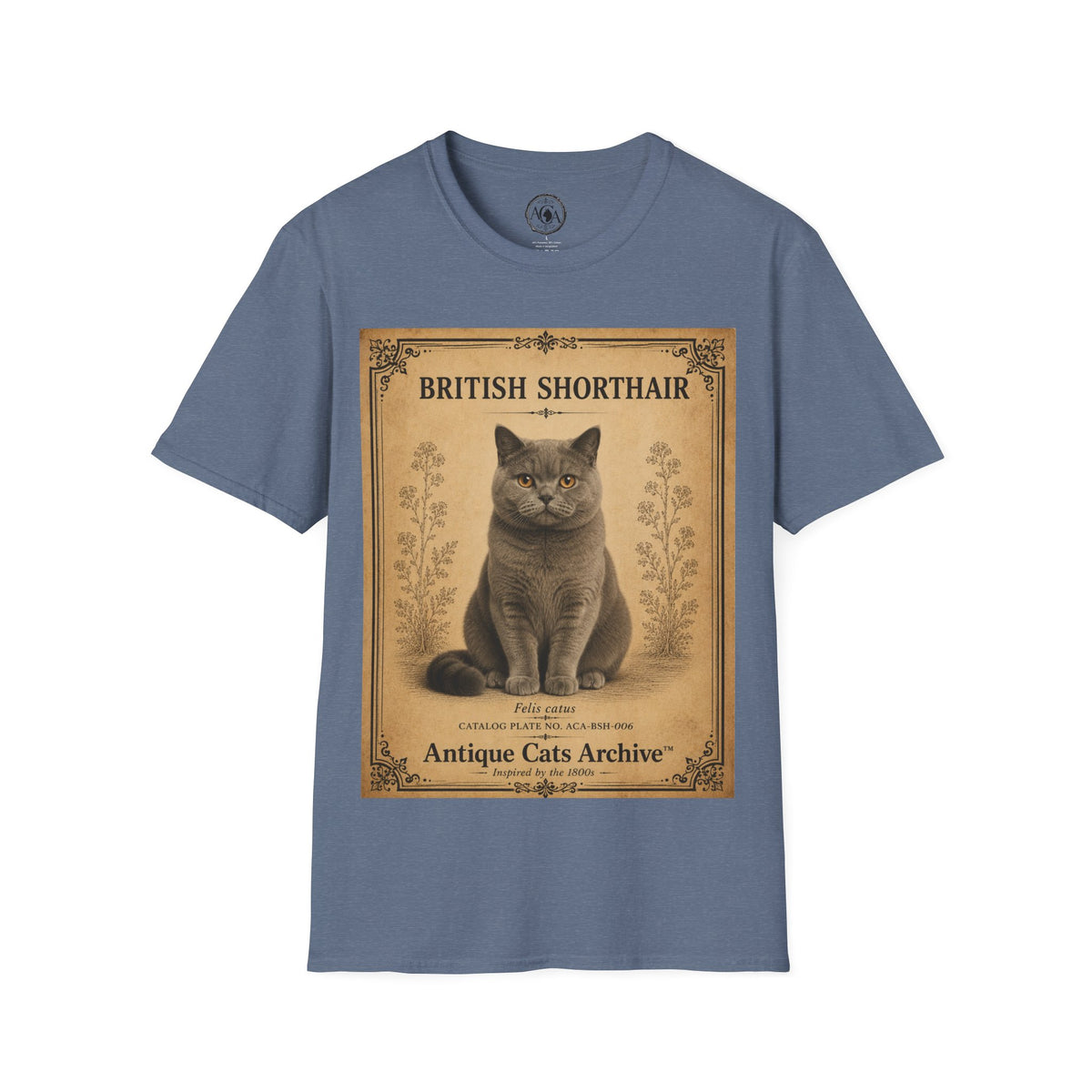 British Shorthair Cat T-Shirt | Vintage Cat Illustration | Antique Cats Archive™