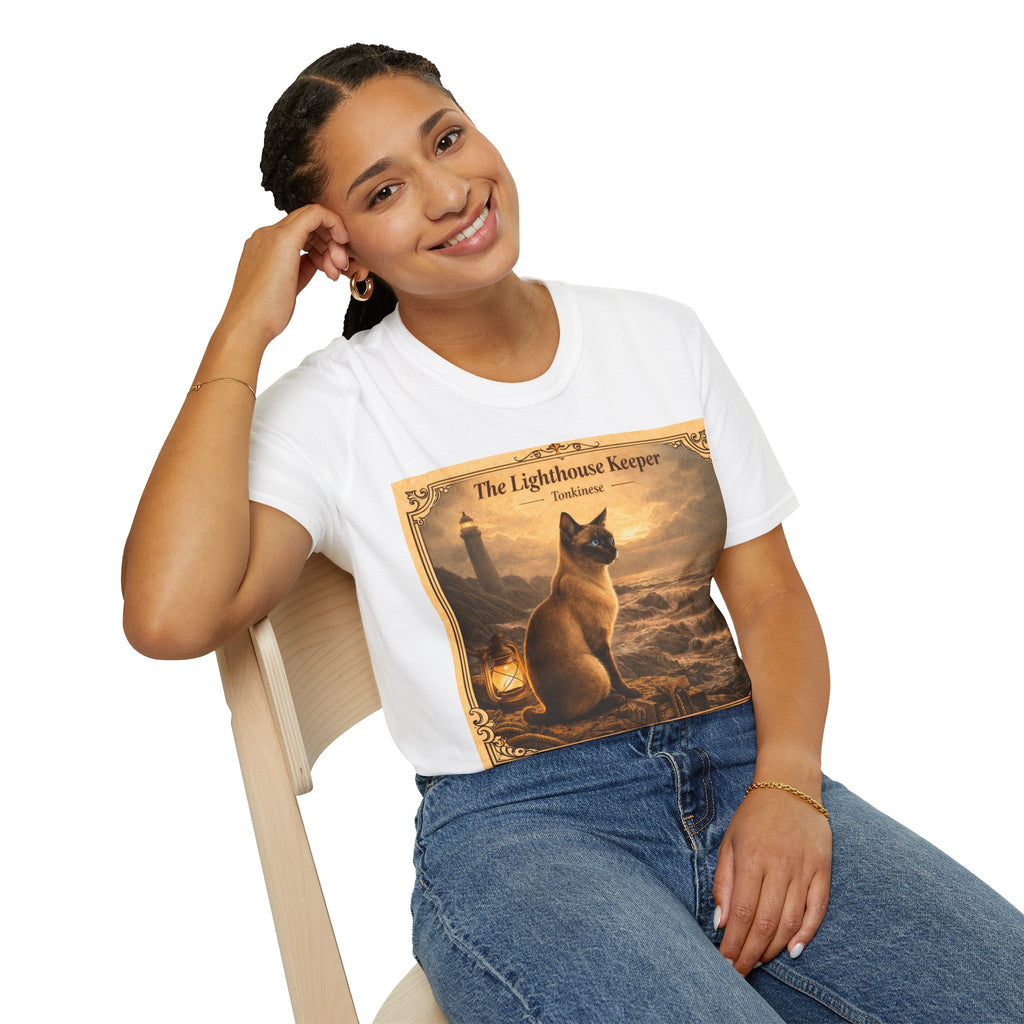 Antique Cats Archive™ Entry No. ACA-016-FND “The Lighthouse Keeper” Tabby Cat T-Shirt – Vintage 1800s Engraving Style