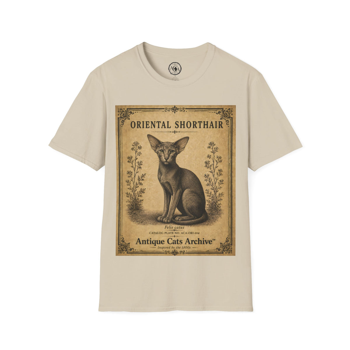 Oriental Shorthair Cat T-Shirt | Vintage Cat Illustration | Antique Cats Archive™