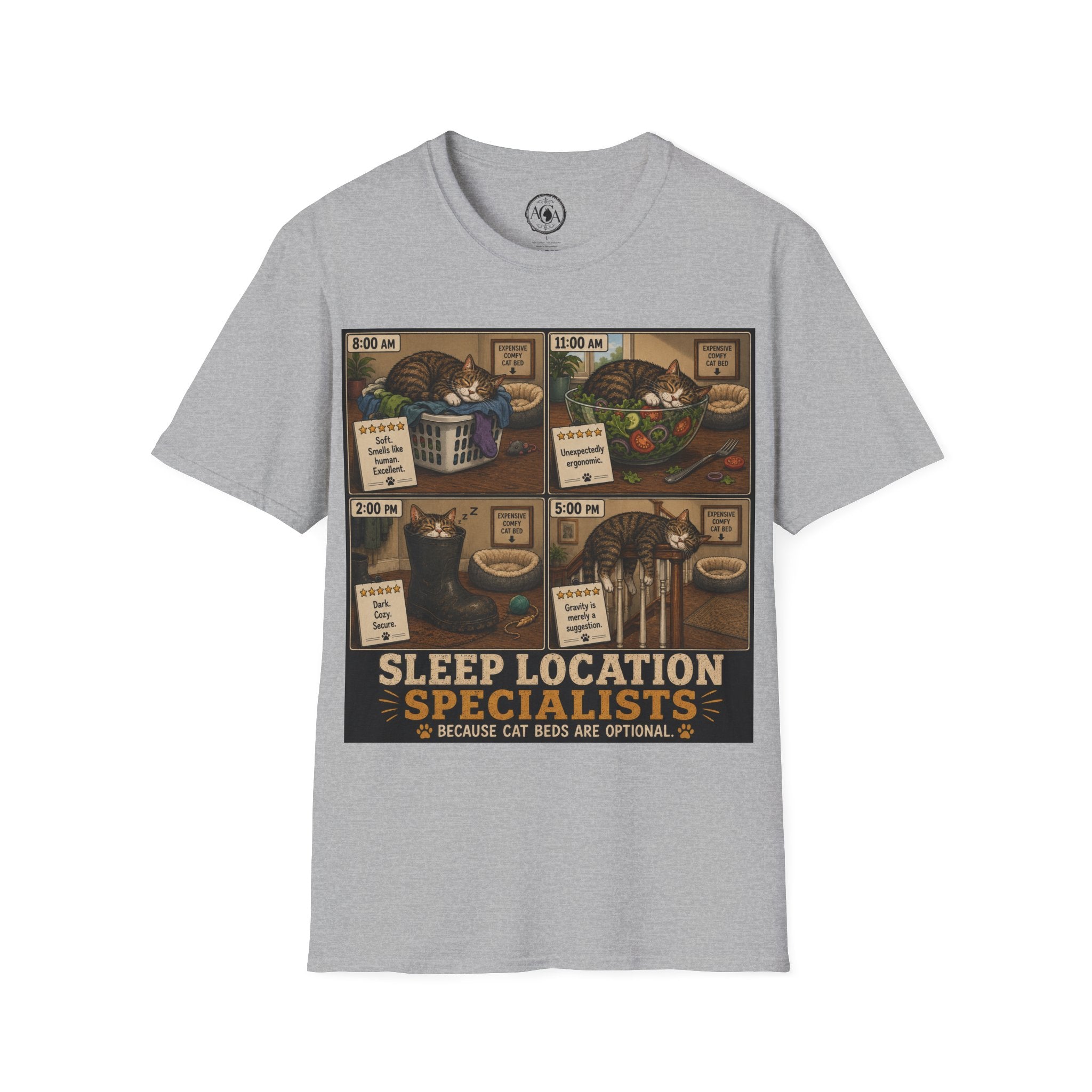 Funny Cat Shirt, Sleep Location Specialist, Cat Lover Gift, Cat Humor Tee, Cat Owner Gift, Funny Cat Sleeping Shirt