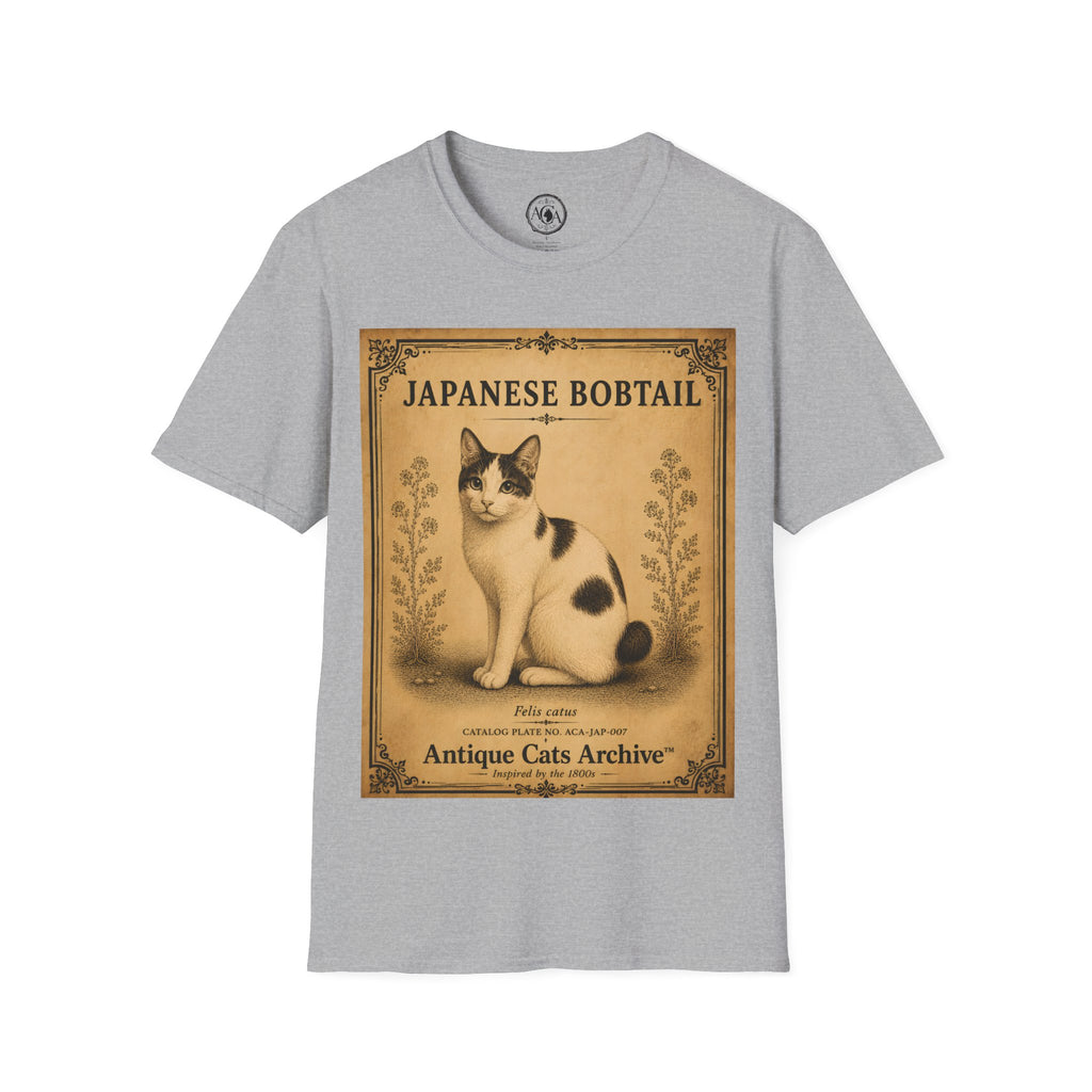 Japanese Bobtail Cat T-Shirt | Vintage Cat Illustration | Antique Cats Archive™