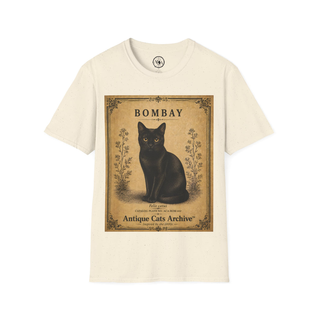 Bombay Cat T-Shirt | Vintage Black Cat Illustration | Antique Cats Archive™