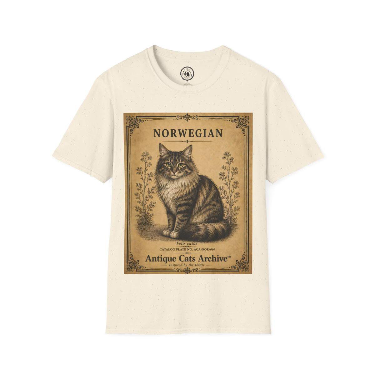 Norwegian Forest Cat T-Shirt | Vintage Cat Illustration | Antique Cats Archive™