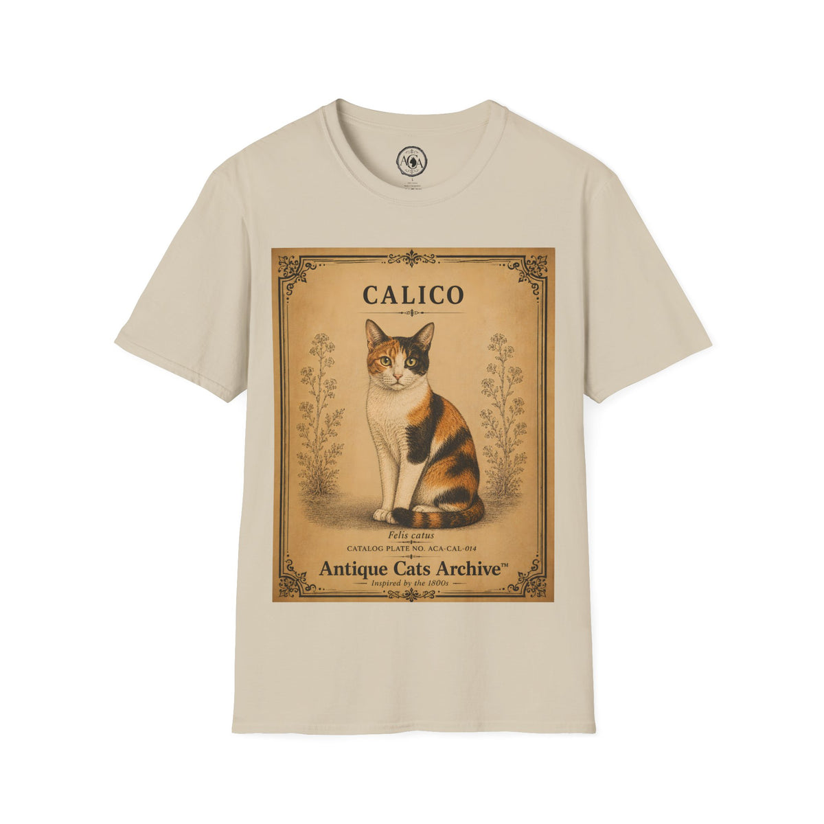 Calico Cat T-Shirt | Vintage Cat Illustration | Antique Cats Archive™