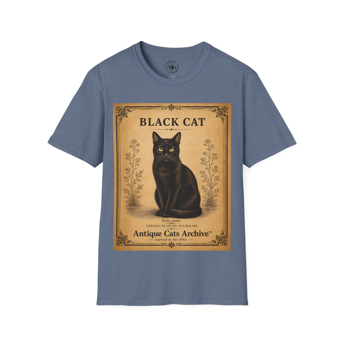 Black Cat T-Shirt | Vintage Cat Illustration | Antique Cats Archive™