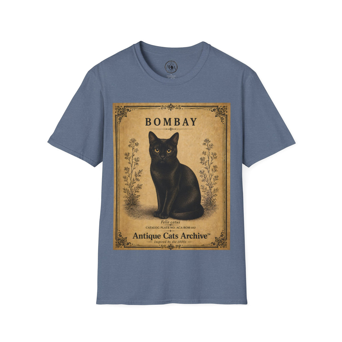 Bombay Cat T-Shirt | Vintage Black Cat Illustration | Antique Cats Archive™
