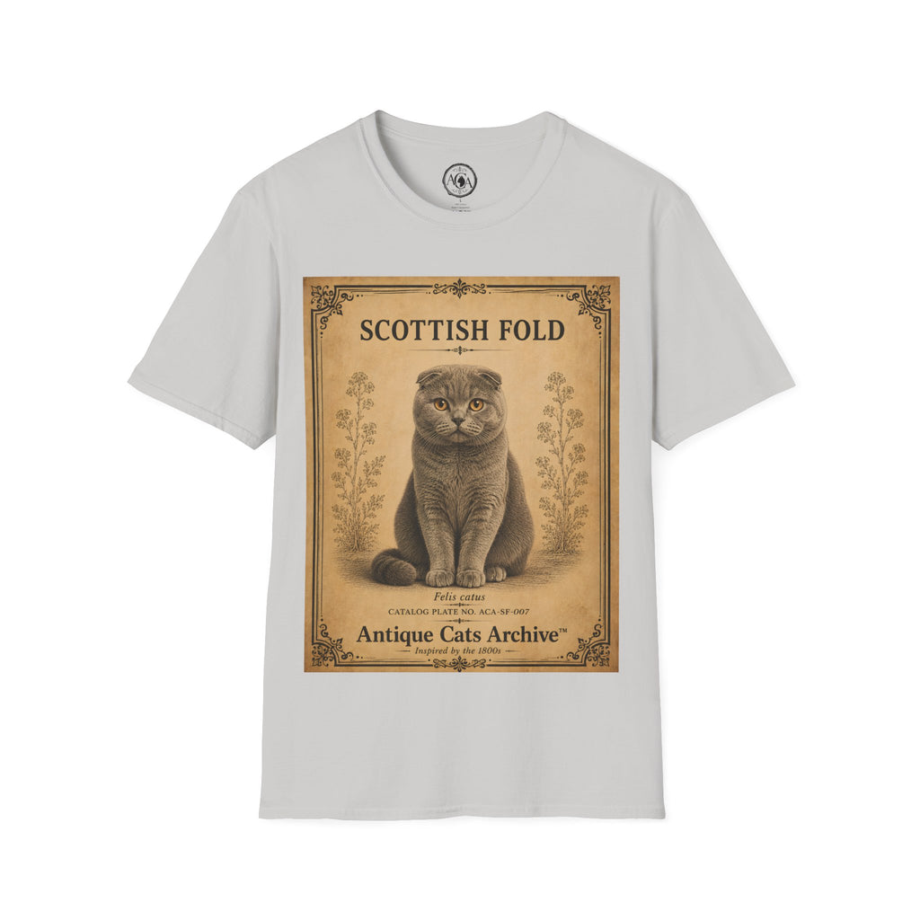Scottish Fold Cat T-Shirt | Vintage Cat Illustration | Antique Cats Archive™