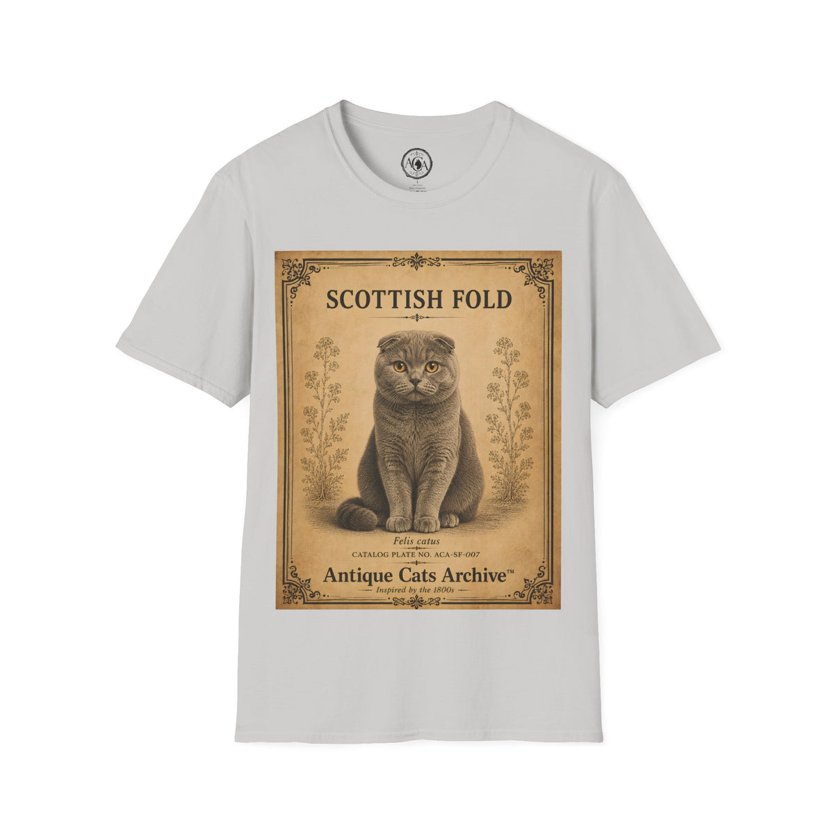 Scottish Fold Cat T-Shirt | Vintage Cat Illustration | Antique Cats Archive™