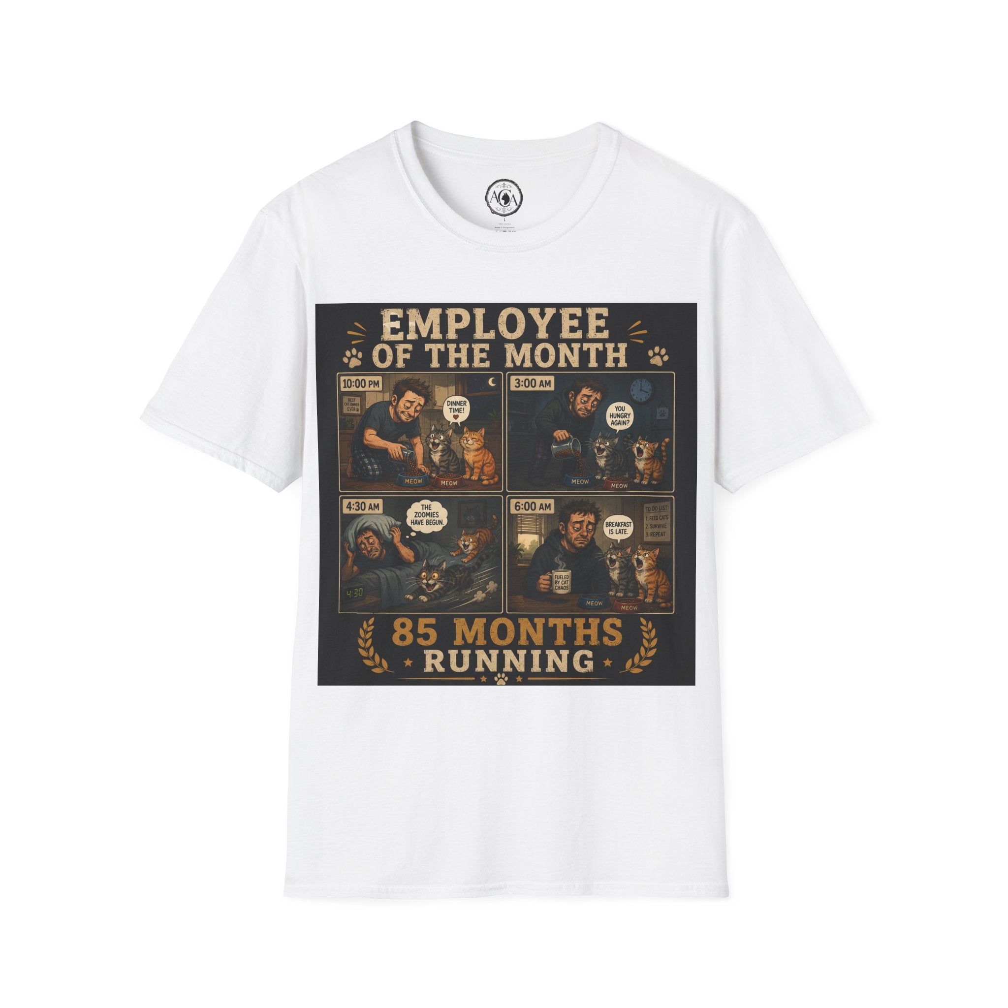 Funny Cat Owner Shirt, Employee of the Month 85 Months Running, Cat Lover Gift, Cat Dad Humor Tee, Cat Parent Shirt