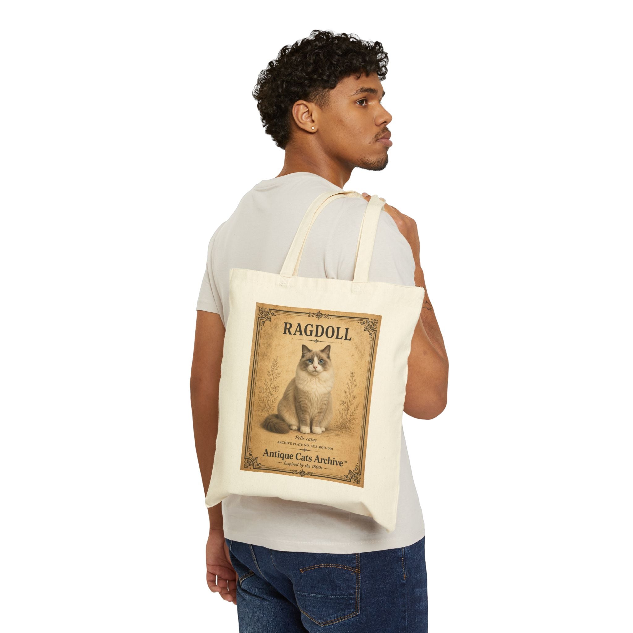 Ragdoll Cat Vintage Portrait Tote | Antique Cats Archive Canvas Tote