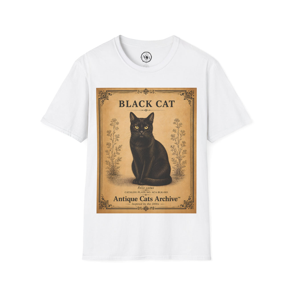 Black Cat T-Shirt | Vintage Cat Illustration | Antique Cats Archive™