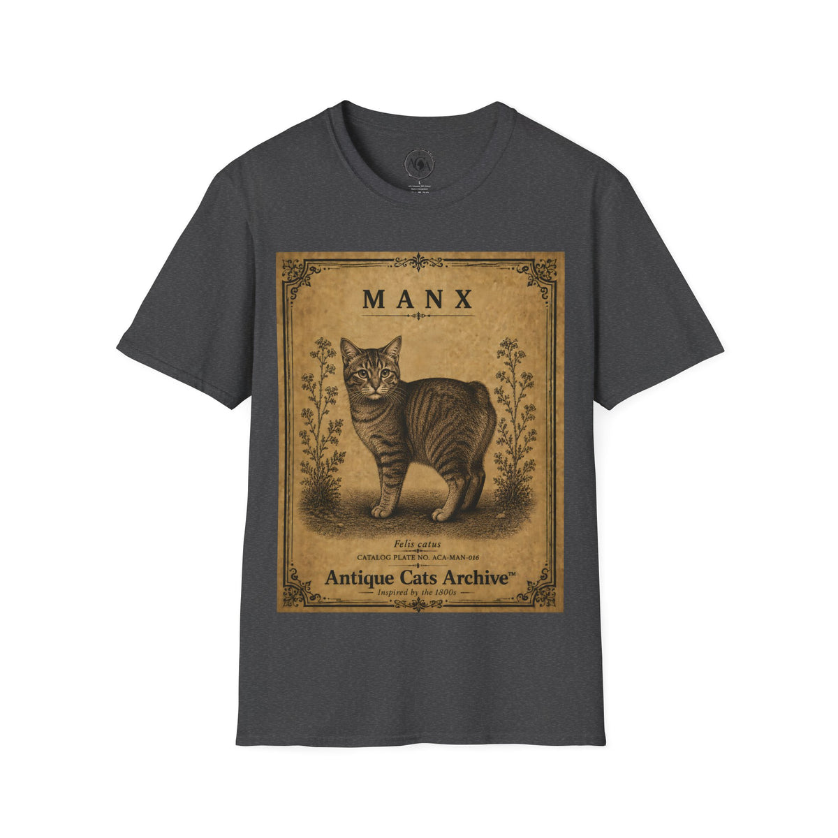 Manx Cat T-Shirt | Vintage Cat Illustration | Antique Cats Archive™