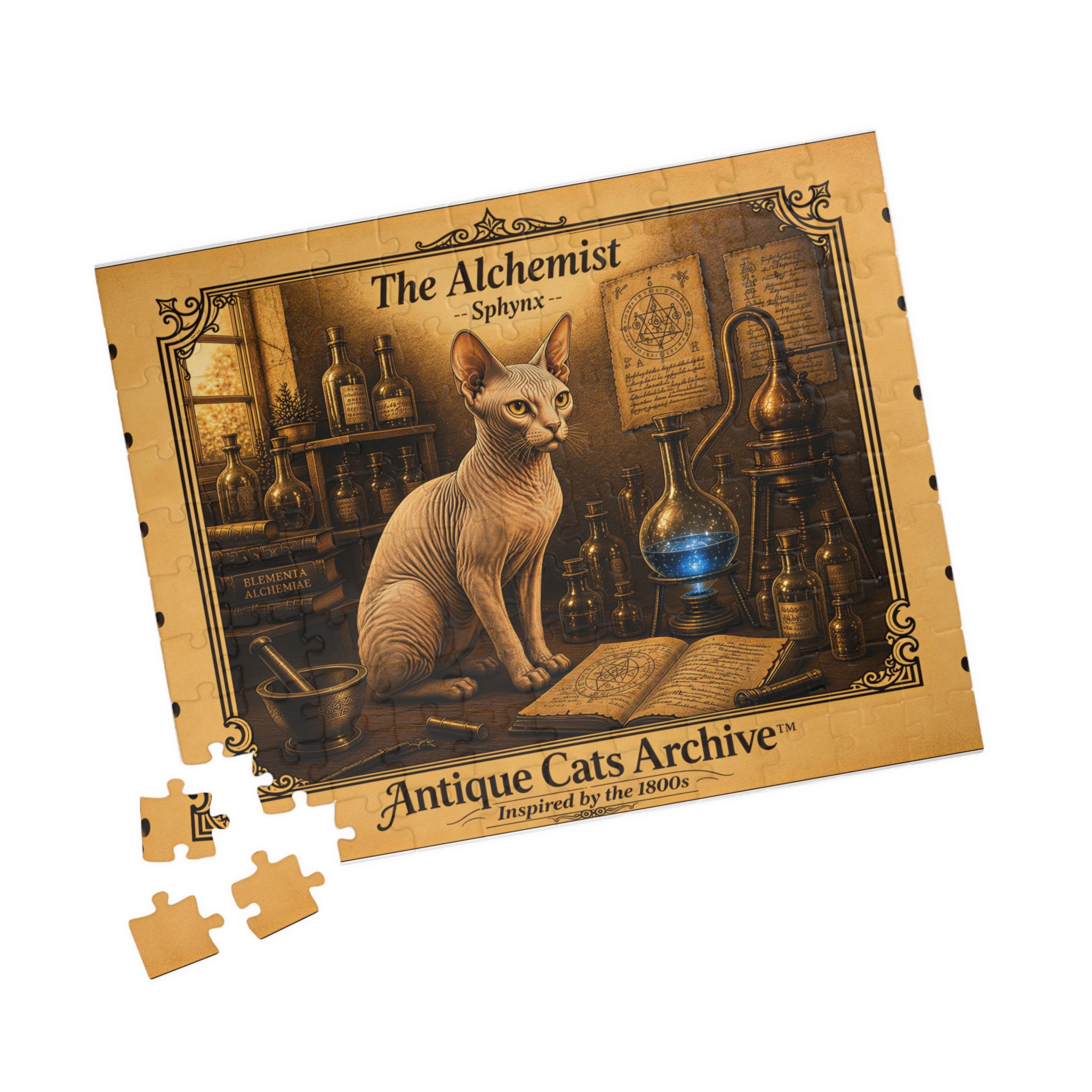The Alchemist Sphynx Cat Puzzle | Antique Cats Archive 100 or 520 pieces