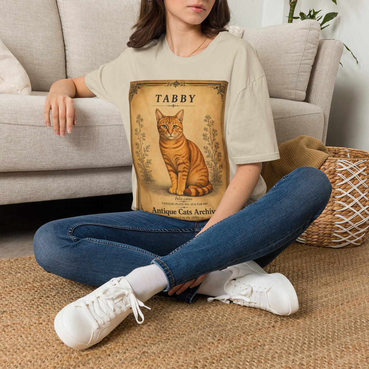 Tabby Cat T-Shirt | Vintage Cat Illustration | Antique Cats Archive™