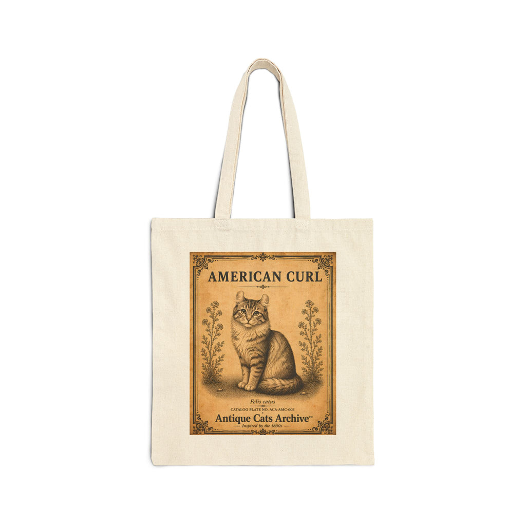 American Curl Vintage Cat Poster Canvas Tote Bag | Antique Cats Archive