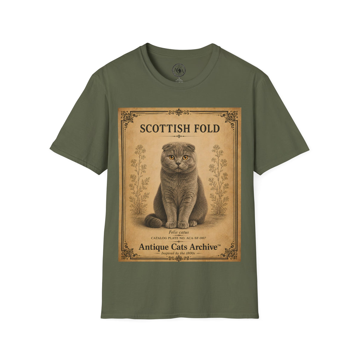 Scottish Fold Cat T-Shirt | Vintage Cat Illustration | Antique Cats Archive™