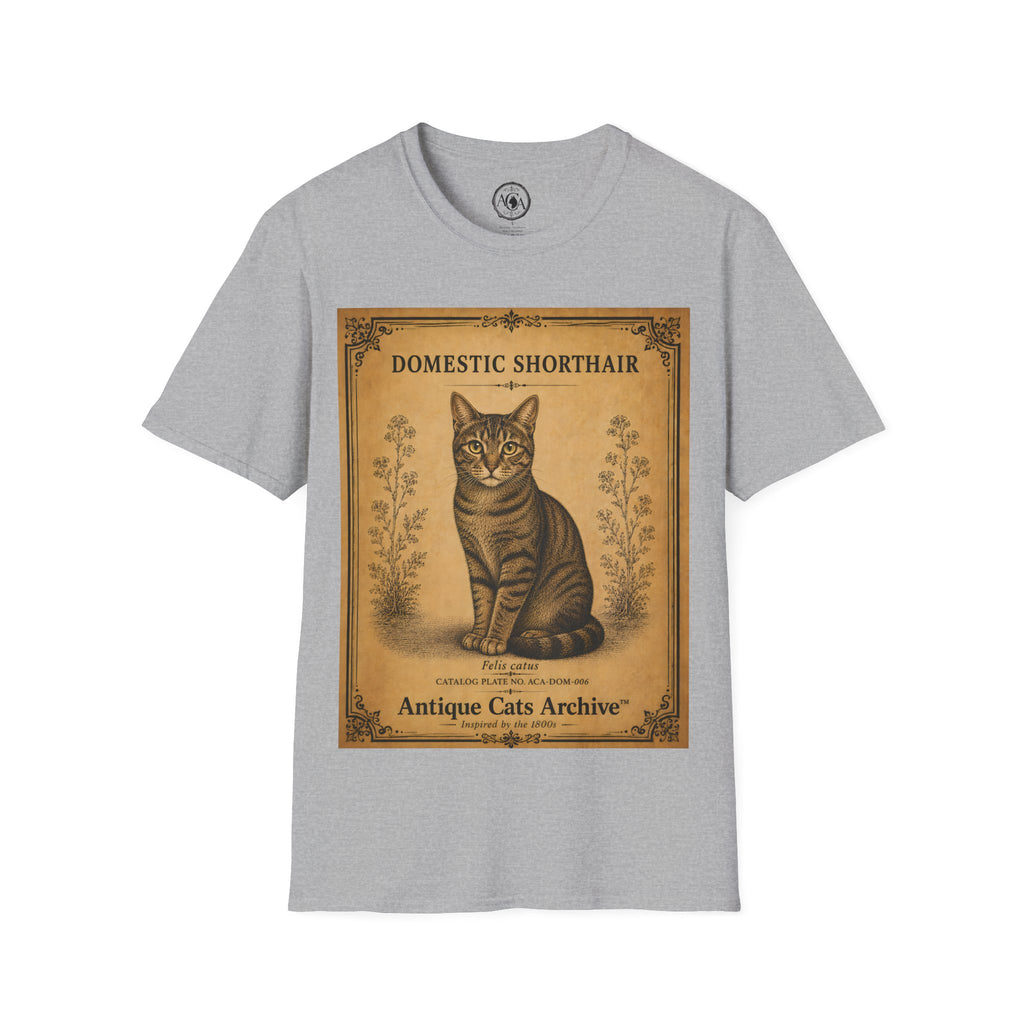 Domestic Shorthair Cat T-Shirt | Vintage Cat Illustration | Antique Cats Archive™