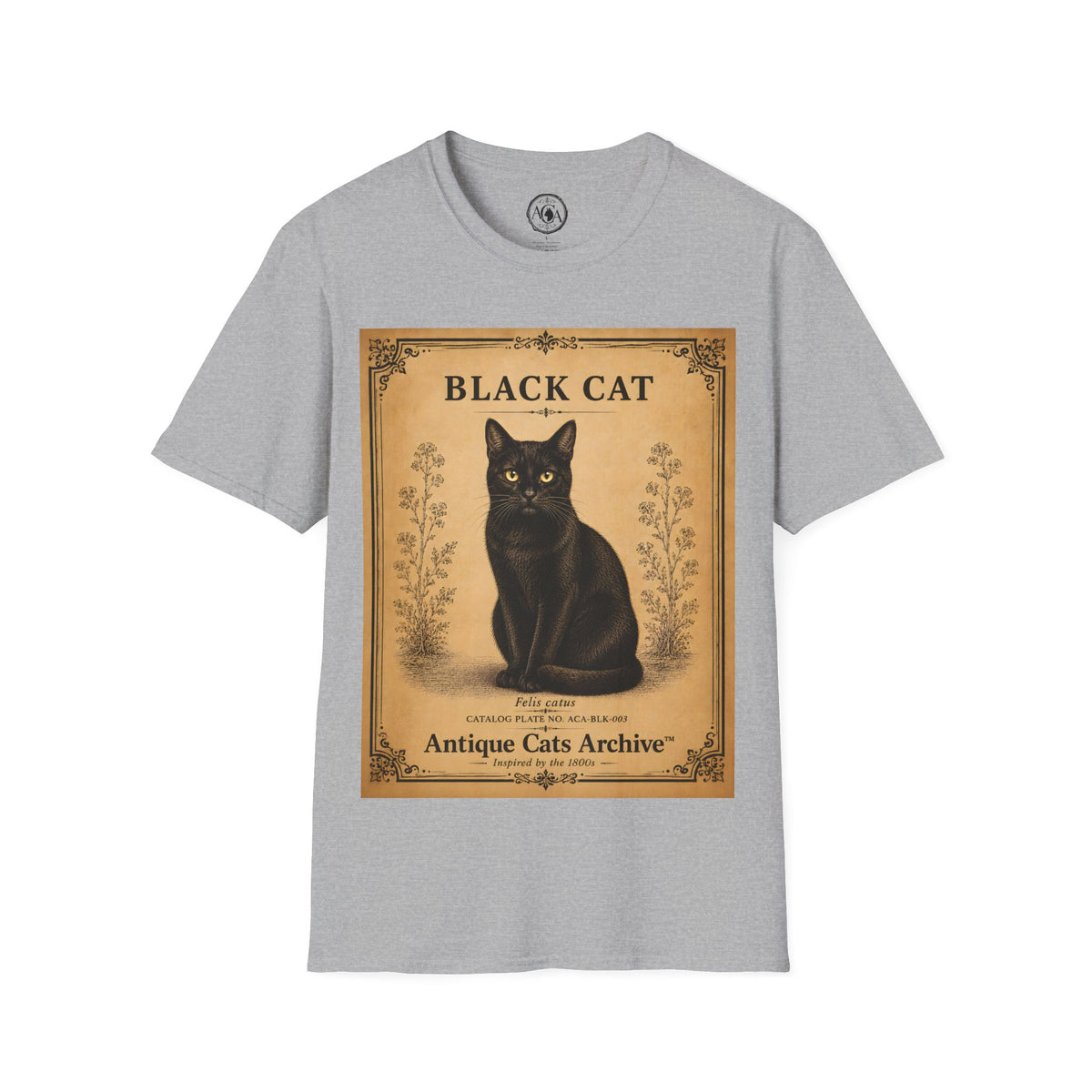 Black Cat T-Shirt | Vintage Cat Illustration | Antique Cats Archive™