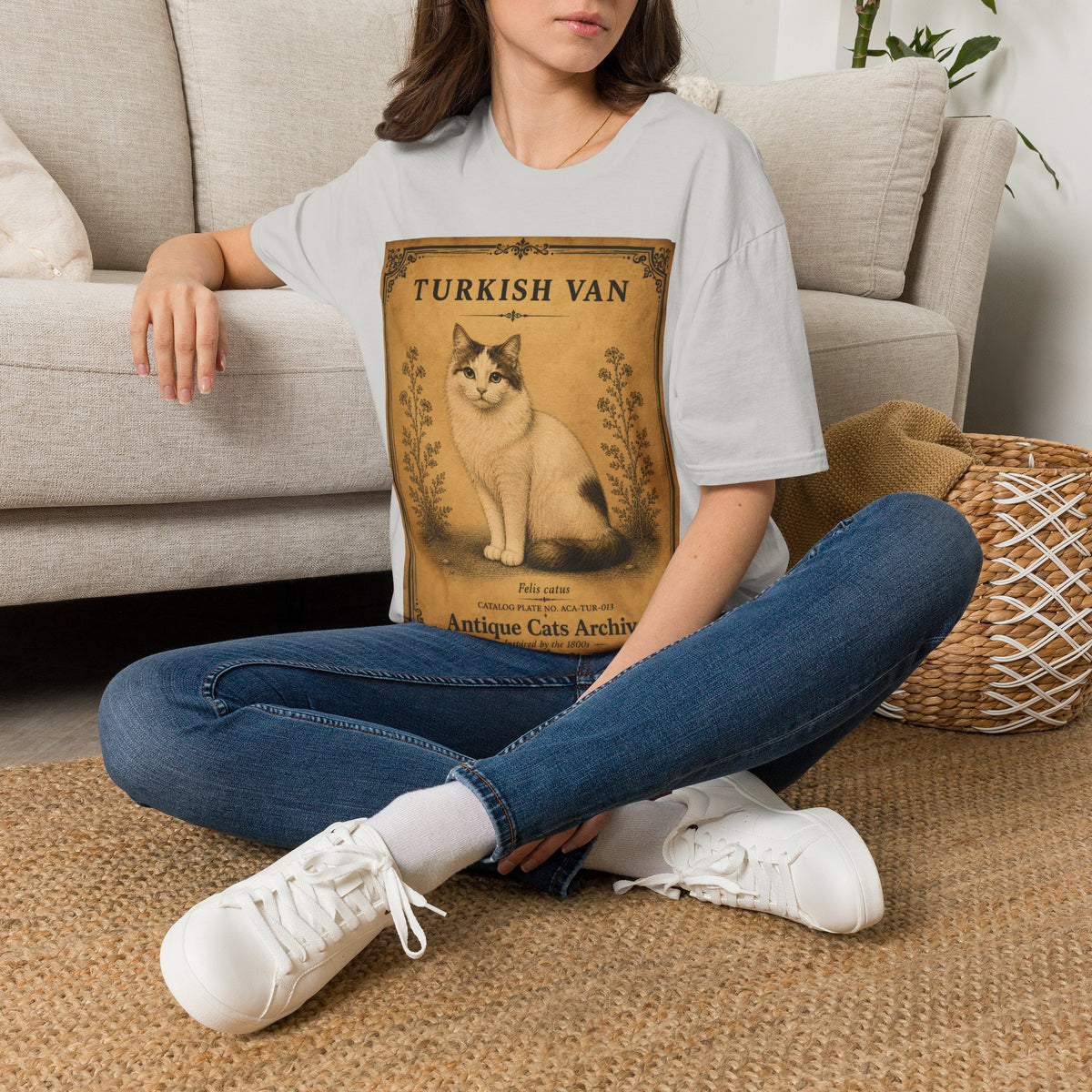 Turkish Van Cat T-Shirt | Vintage Cat Illustration | Antique Cats Archive™