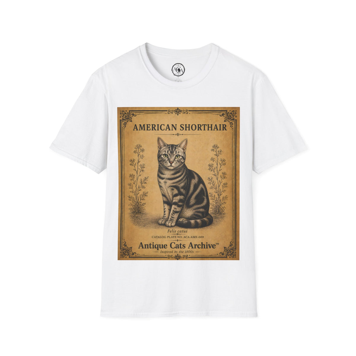 American Shorthair Cat T-Shirt | Vintage Cat Illustration | Antique Cats Archive™