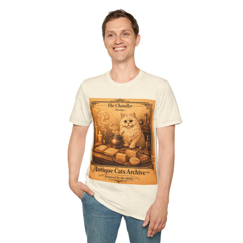 Antique Cats Archive™ Entry No. ACA-010-CHN “The Chandler” Persian Cat T-Shirt – Vintage 1800s Engraving Style
