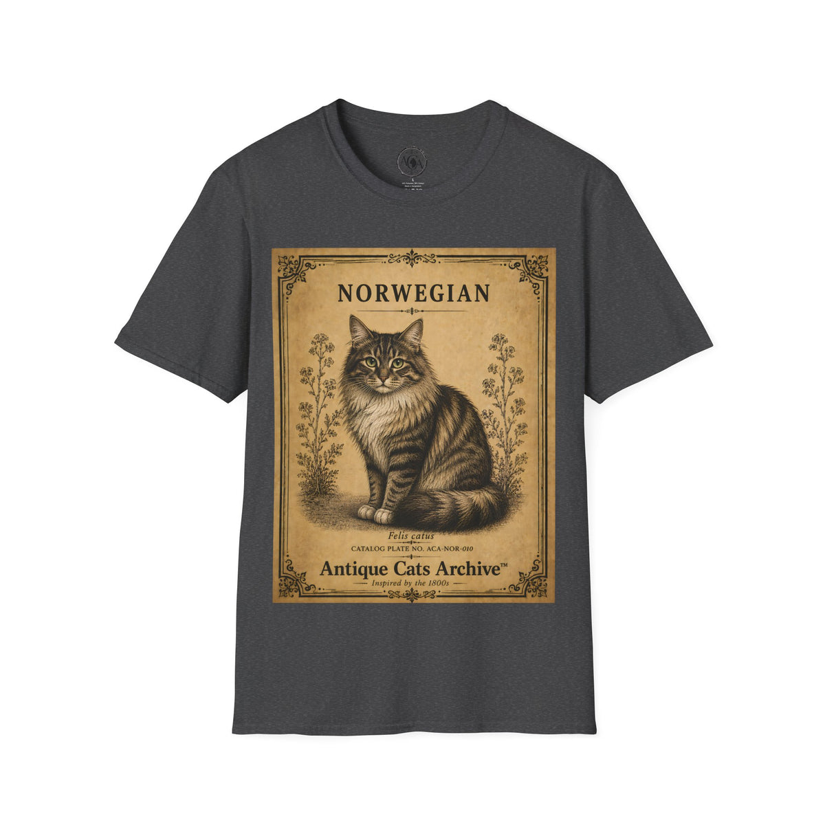Norwegian Forest Cat T-Shirt | Vintage Cat Illustration | Antique Cats Archive™