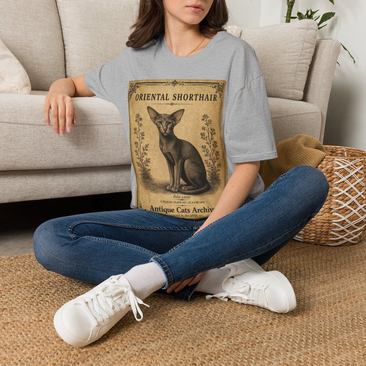 Oriental Shorthair Cat T-Shirt | Vintage Cat Illustration | Antique Cats Archive™