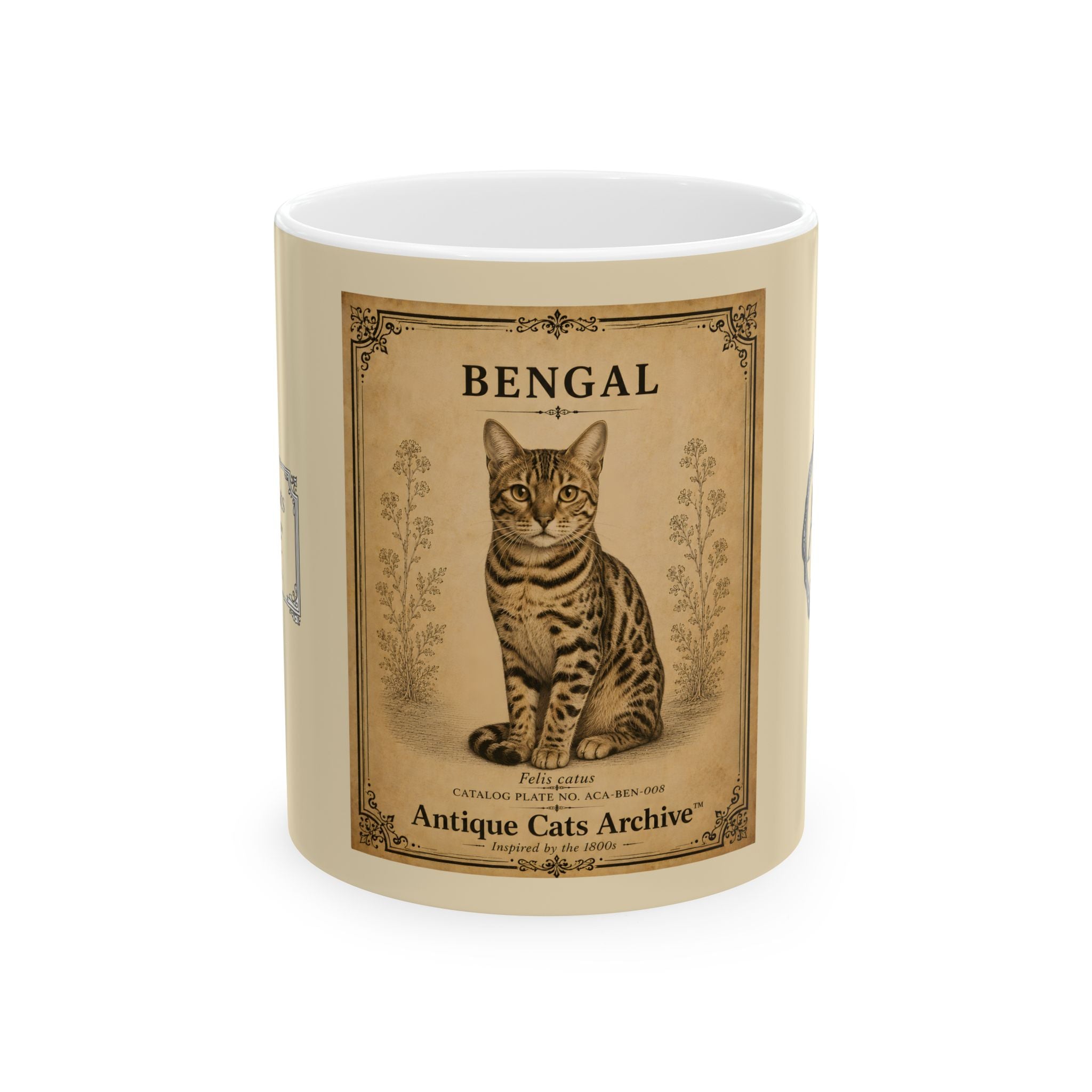 Bengal Cat Vintage Poster Mug | Antique Cats Archive Ceramic Mug
