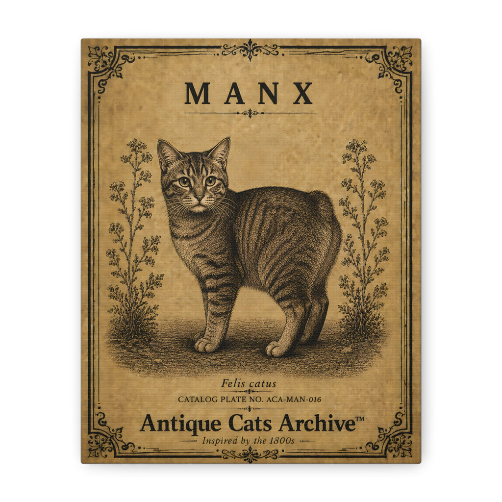 Manx Cat Canvas | Vintage Antique Cats Archive Wall Art