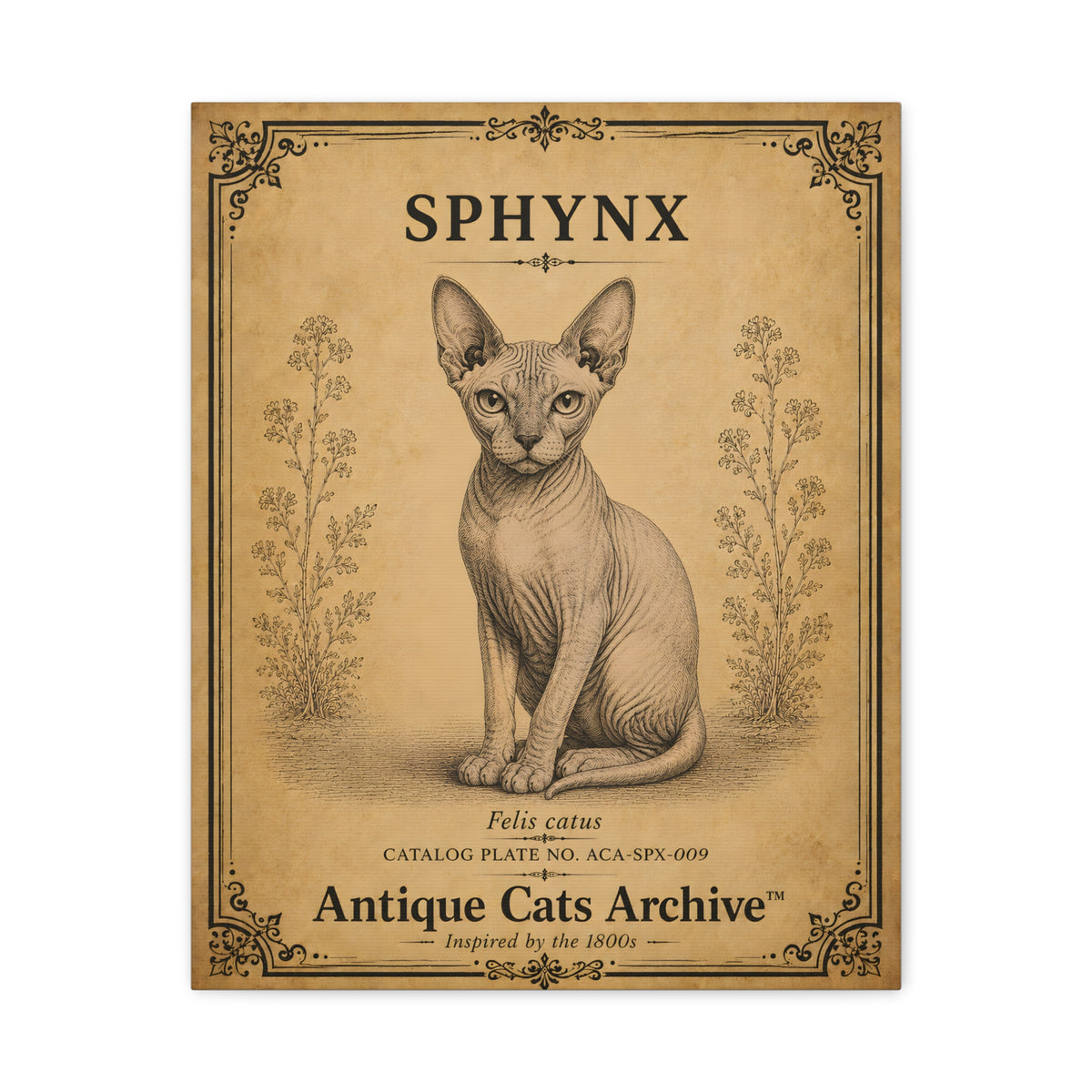 Sphynx Cat Canvas | Vintage Antique Cats Archive Wall Art