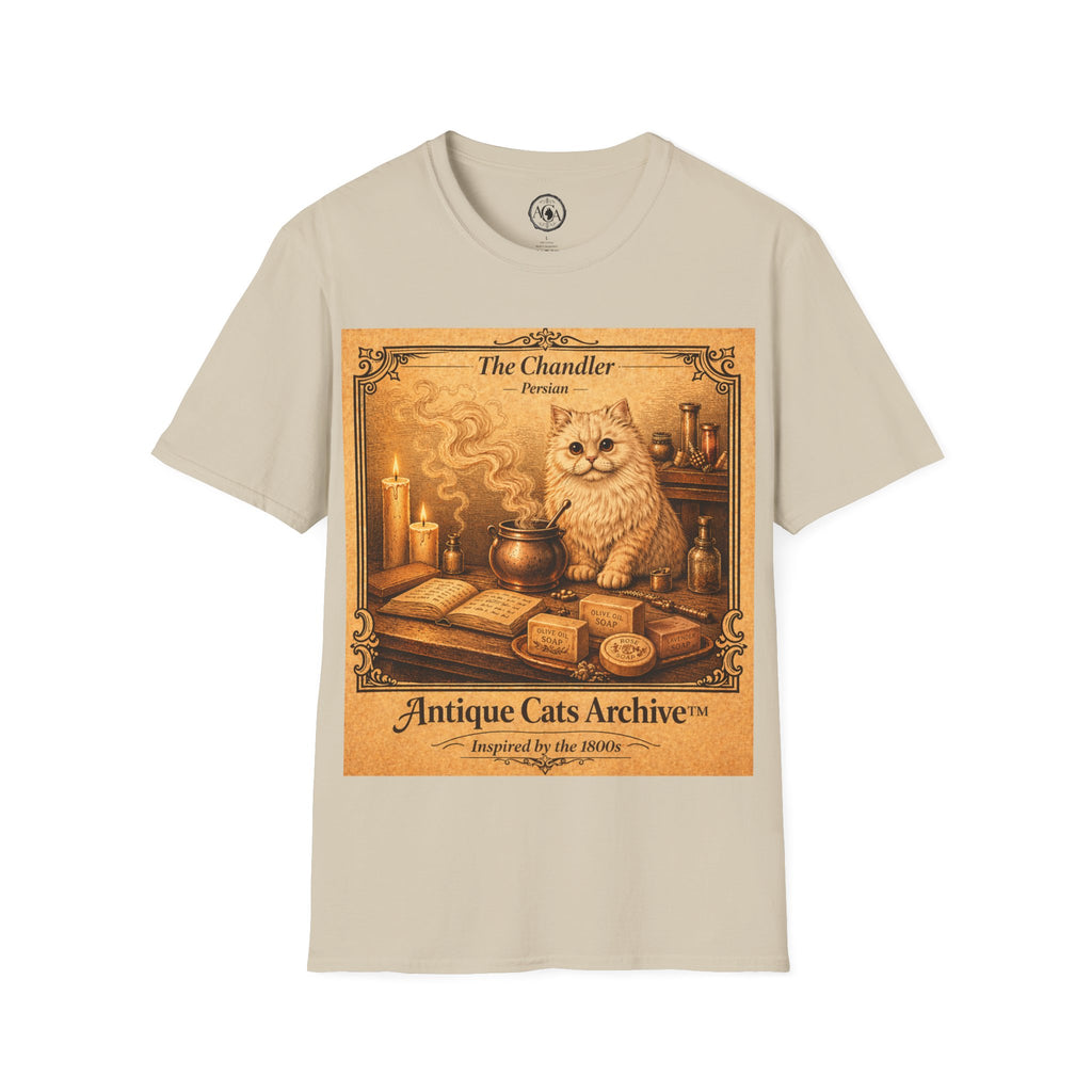 Antique Cats Archive™ Entry No. ACA-010-CHN “The Chandler” Persian Cat T-Shirt – Vintage 1800s Engraving Style