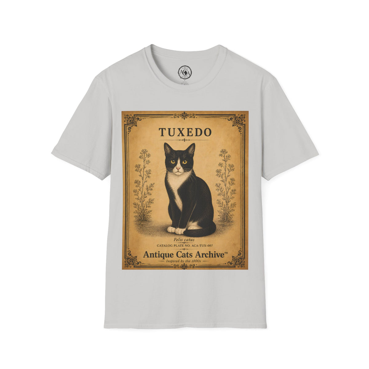 Tuxedo Cat T-Shirt | Vintage Cat Illustration | Antique Cats Archive™