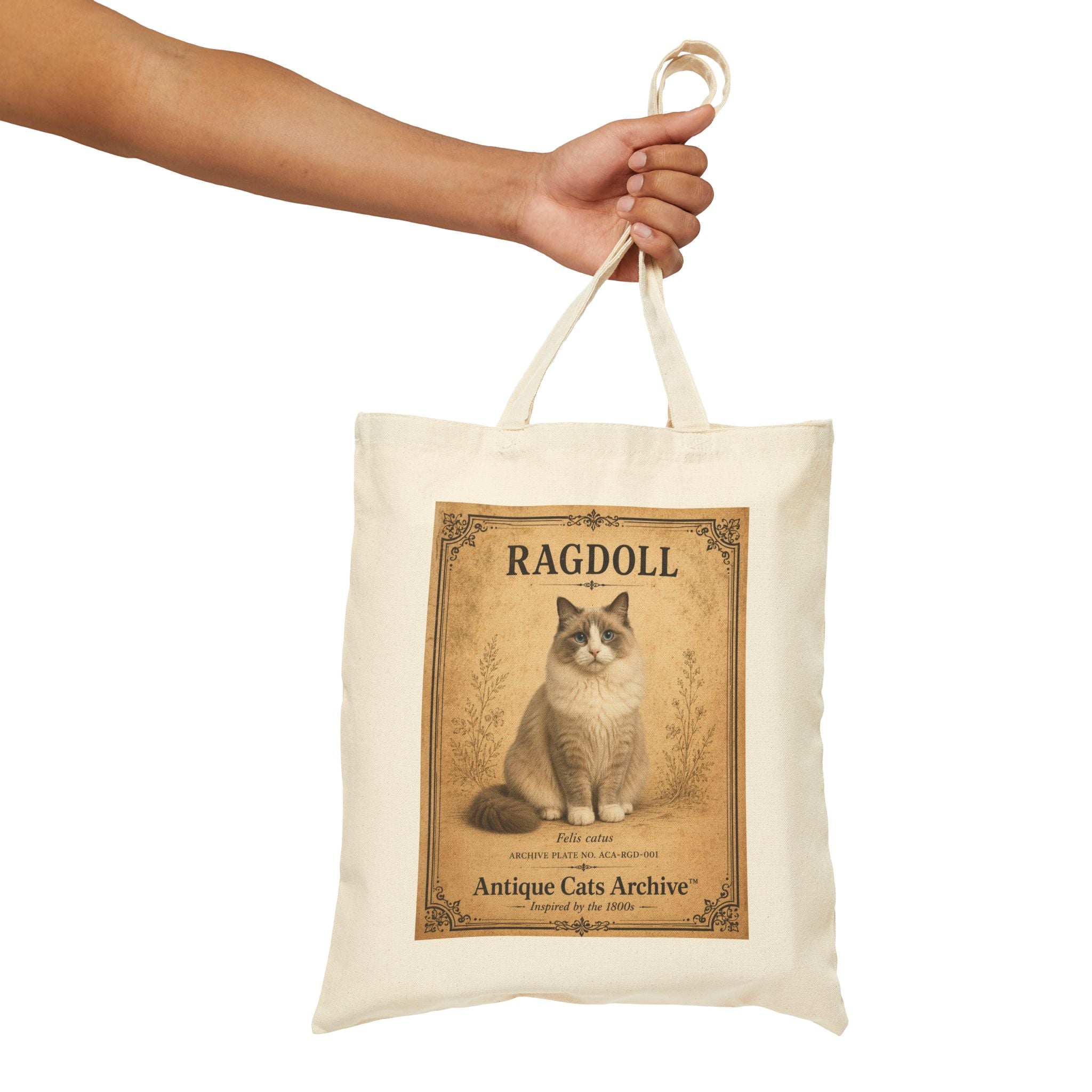 Ragdoll Cat Vintage Portrait Tote | Antique Cats Archive Canvas Tote