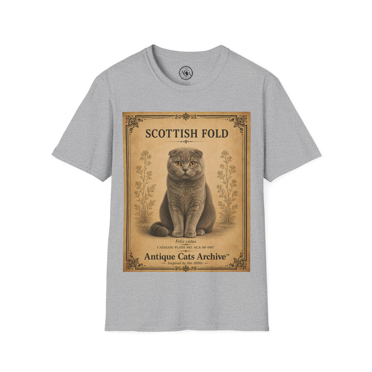 Scottish Fold Cat T-Shirt | Vintage Cat Illustration | Antique Cats Archive™
