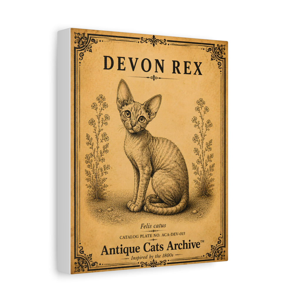 Devon Rex Vintage Cat Canvas Print