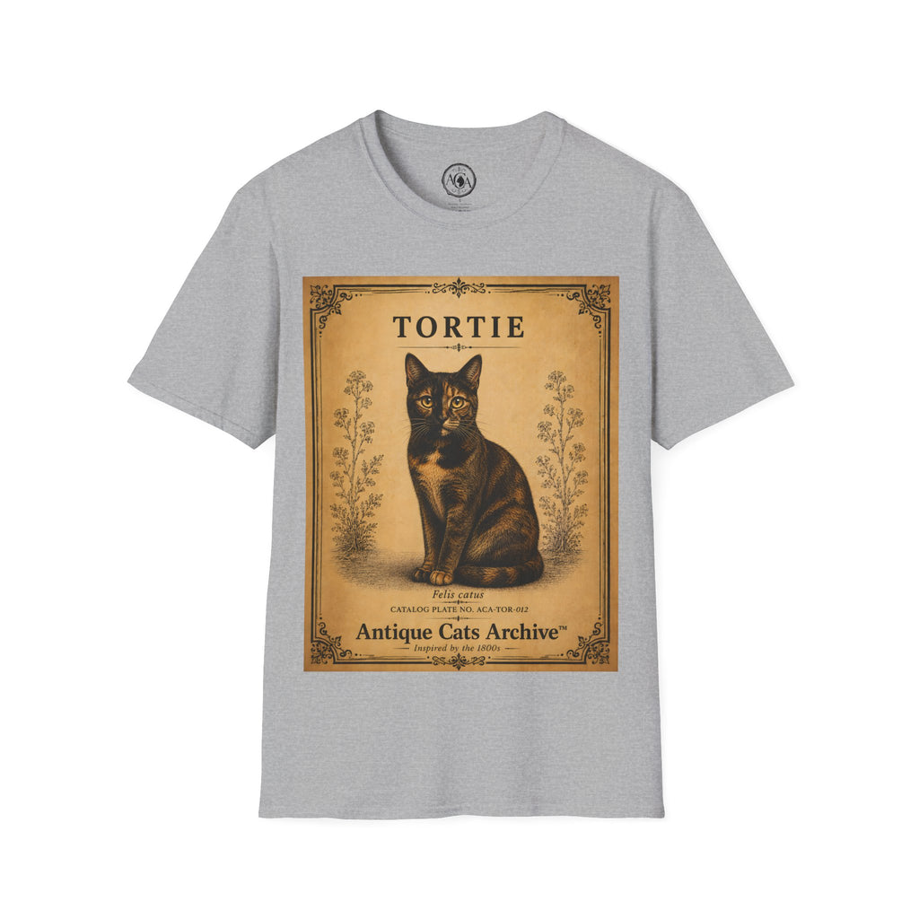 Tortie Cat T-Shirt | Vintage Tortoiseshell Cat Illustration | Antique Cats Archive™