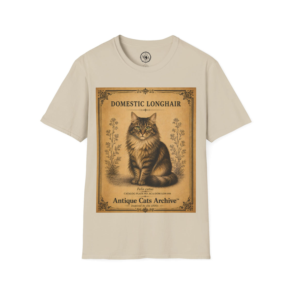Domestic Longhair Cat T-Shirt | Vintage Cat Illustration | Antique Cats Archive™